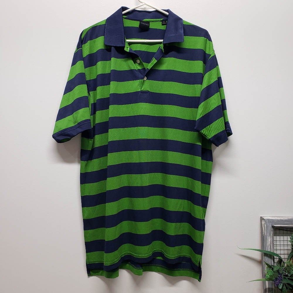 Dunning Polo Short Sleeve Golf Shirt Mens Size XL Green Navy Blue
